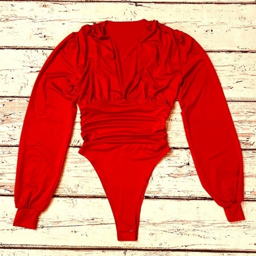 NWOT Deep V red bodysuit